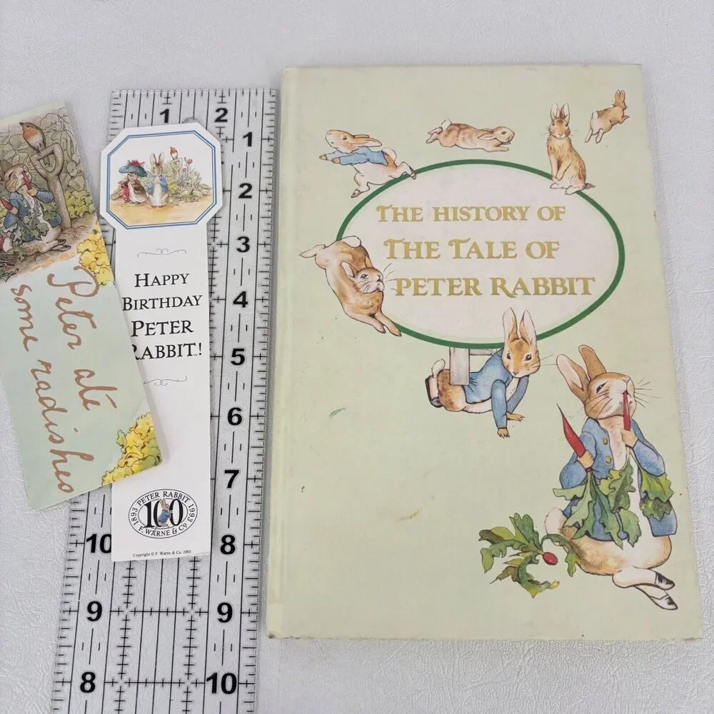 The History Of The‎ Tale Of Peter Rabbit Hardcover Book & Bookmarks Vintage 1976